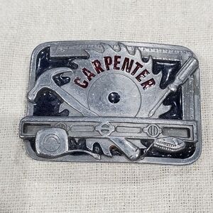 VINTAGE CARPENTER BELT BUCKLE SILVER METAL C&J INC 1994
